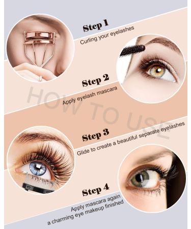 TPPICK Metal Eyelash Curler Kit with Mascara Applicator and Refill Pads - Rose Gold - Buy Online on GoSupps.com
