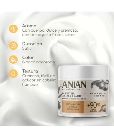  ANIAN ANIAN - Keratin Jojoba and Shea Mask 350 ml for damaged and frizzy hair restoring and shine deeply nourishes and restores hair controls frizz - Buy Online on GoSupps.com