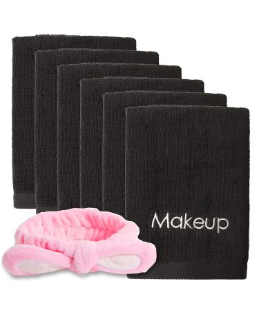 6-Pack Makeup Remover Face Towels 13x13 - Reusable & Ultra Soft 100% Cotton Towel with Headband - Facial Makeup Towel - Buy Online on GoSupps.com