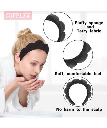 Bubble Headband for Women - Non-Slip Spa Headband for Washing, Makeup, Skincare - Puffy Headwear (Black) - Buy Online on GoSupps.com