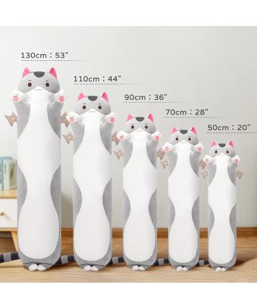 Mewaii 130cm Gray Kawaii Cat Plush Pillow | Soft Long Kitten Stuffed Animal Toy | Perfect Cuddly Gift - Buy Online on GoSupps.com