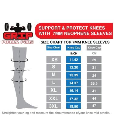 Grip Power Pads 7mm Neoprene Knee Sleeves for Cross Training, Squats, Weightlifting - Size L, Red (Pair) - Buy Online on GoSupps.com