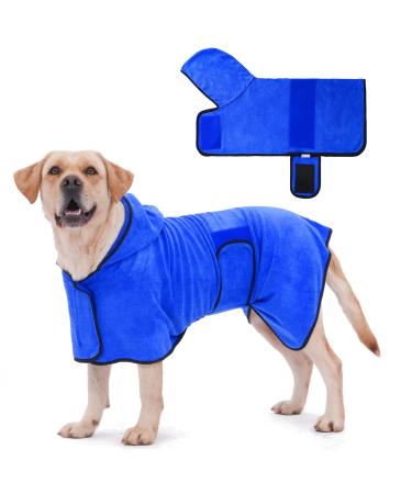 Rongyicare dog wadema super absorbent dog bemper for large dogs soft microfiber bathrobe dog large adjustable collar and waist dog bathrobe Bathrob