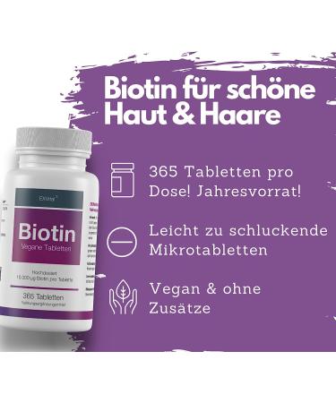 Biotin 10 000 g f r Haare Haut & N gel - EXVital | Hohe Dosis 365 Tabletten Deutsche Premiumqualit t - Buy Online on GoSupps.com
