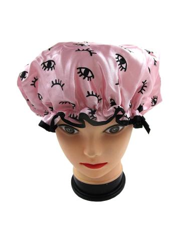 Quanchen Reusable Shower Cap for Women | Waterproof Elastic EVA Bath Cap | Pink Eyes Design - Buy Online on GoSupps.com
