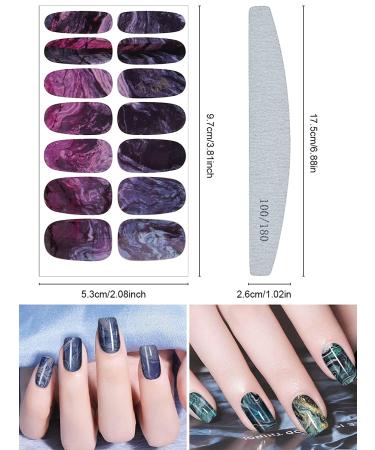 Marble Nail Art Polish Stickers - 12 Sheet Self Adhesive Wraps by Kalolary with Nail File - DIY Nail Art Decoration for Women and Girls - Buy Online on GoSupps.com