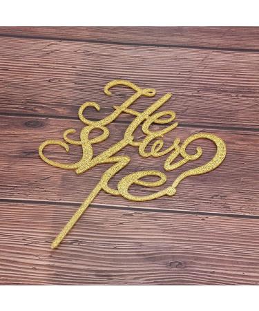 He or She Cake topper Gold Acrylic Gender Reveal Topper for Baby Shower Gender Reveal Party Decorations by Topfunyy - Buy Online on GoSupps.com