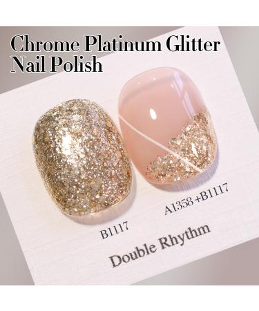 Double Rhythm 15ML Gold Glitter Gel Polish | Shimmer Reflective Holographic Nail Art | Magnetic for Salon & DIY at Home - Buy Online on GoSupps.com