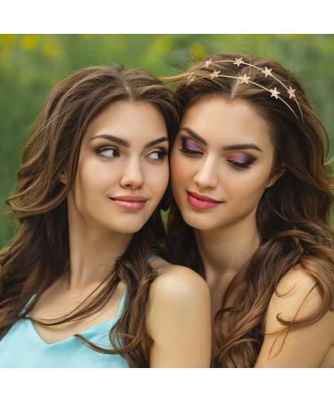 WLLHYF Metal Star Headband Rhinestone Alloy Hairband Decorative Crystal Hair Hoop Gold Sliver Headpiece Hair Accessories for Women Girls Party Bride Bridesmaids (1 gold + 1 slver) - Buy Online on GoSupps.com