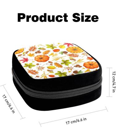 GIAPB Period Bag Sanitary Napkin Storage Bag | Period Pad Holder and Makeup Pouch | Autumn Pumpkin Mushroom Leaves Design - Buy Online on GoSupps.com