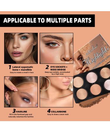 Welhammsae 8 Colors Highlight and Contour Palette with Brush Highlight and Bronzer Powder Palette Professional Facial Beauty Makeup for Women Girls Palettebrushset-154 - Buy Online on GoSupps.com