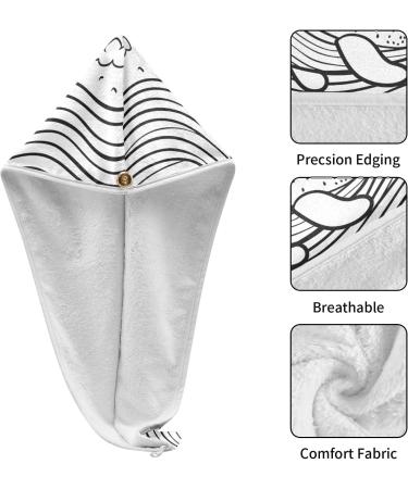 Whale & Ocean Waves Hair Towel 2 Pack | Super Absorbent Quick Dry Hair Turbans for Women & Girls - Buy Online on GoSupps.com
