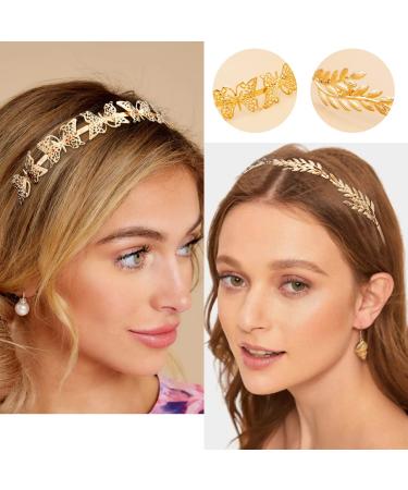 TOBATOBA Gold Headbands for Women - 4Pcs Metal Leaf & Butterfly Greek Headband Set for Halloween, Parties & Weddings - Buy Online on GoSupps.com