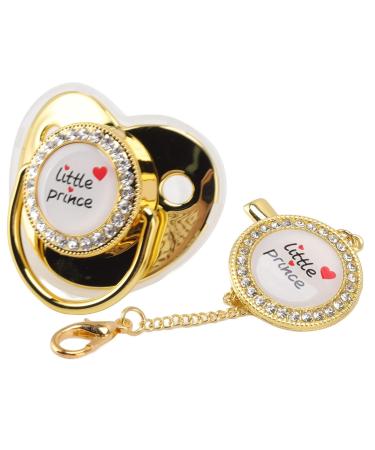 Luxury Baby Pacifier - Soft Silicone Nipple with Chain Clip for Newborns 6-18 Months - Gold - Buy Online on GoSupps.com