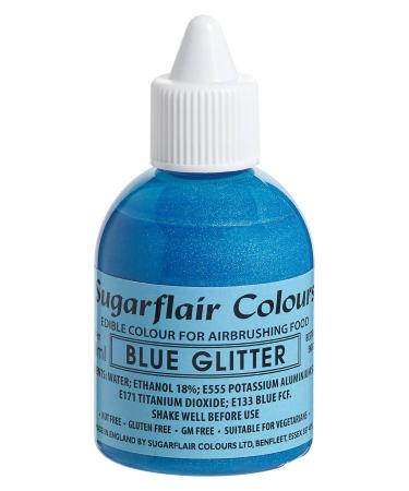 Sugarflair Blue Metallic Glitter Edible Airbrush Colour - Edible Food Colouring Airbrush Paint for Cakes Cupcakes Icing and Cake Decorations - 60ml Glitter Blue