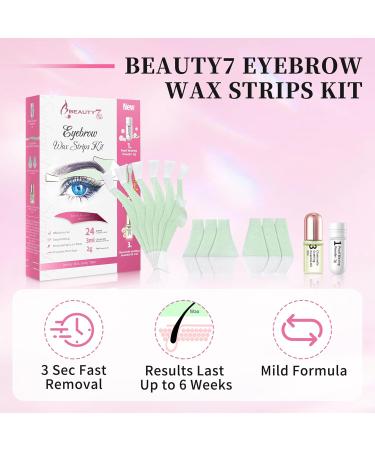 Beauty7 Hair Removal Kit - 24 Eyebrow & Facial Wax Strips with Pearl Powder & Essential Oil for Sensitive Skin - Shop Worldwide - Buy Online on GoSupps.com