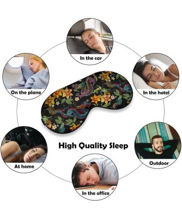 Embroidered Dragon & Flower Sleep Mask - Adjustable Light Blocking Eye Mask for Men & Women | Chinese Style Soft Eye Shade - Buy Online on GoSupps.com