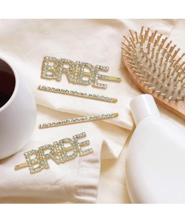 Luckious Brand 3 Pieces Rhinestone Bobby Pin Set with "BRIDE" Lettering Glitter Rhinestone Hair Clips Metal Barrettes - Elegant Crystal Hair Clips for Lady Women Girls (Gold) - Buy Online on GoSupps.com