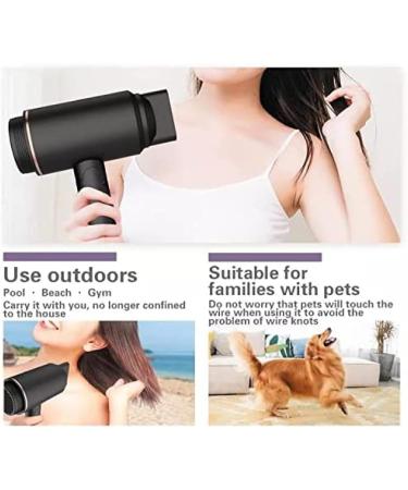 Wireless Rechargeable Hair Dryer Foldable Travel Hair Dryer Mini USB Hot/Cold Air Hair Dryer for Women Kids Camping Beaches Black Constructive23 - Buy Online on GoSupps.com