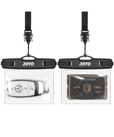 JOTO 2 Pack Waterproof Car Key FOB Case with Lanyard for Swimming Surfing, Small Waterproof Wallet Dry Bag for Money Credit ID Card Cash Coins -Black