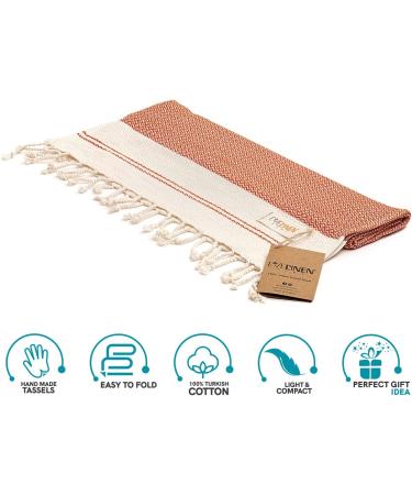 Evelynen Turkish Hand Towels Set of 2 - Boho Farmhouse Decor | 100% Cotton | 16x32 - Brick - Buy Online on GoSupps.com