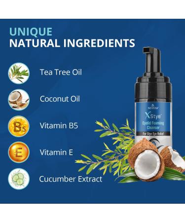 NOVEHA XStye Eyelid Foaming Cleanser - Fast Stye Eye Relief - Formula With Tea Tree Oil - Daily Eyelid and Eyelash Wash For Stye Eyes Eyelash & Skin Dryness (3.38 fl oz) - 3PK - 100mL - Buy Online on GoSupps.com