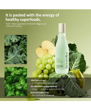 Wonder Veggie Juicy Treatment Essence 150ml - Korean Superfood Kale Extract for Hydrating & Soothing Vegan Skincare - Buy Online on GoSupps.com