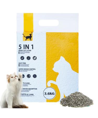 Gefryco 5-in-1 Mixed Tofu Cat Litter with Bentonite Natural Rapid Clumping Cat Litter Low Tracking Dust-Free and Scent Free Ultra Water Absorbent and Fast Drying Water Flushable 3.6kg*1bag