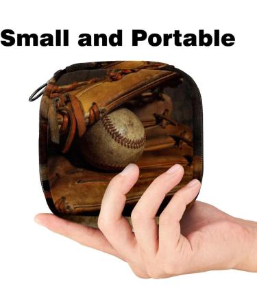 Menstruation Pad Bag with Zipper | Stylish Women's Napkin & Tampon Collection Bag | Vintage Baseball Glove Design - Buy Online on GoSupps.com