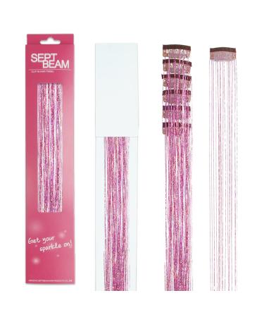 SEPTBEAM Pink Hair Tinsel Clip in Extensions - 20.5 Inch, 6pcs Pack - Synthetic Highlights for Party, Christmas, New Year, Halloween - Multi-Color Hair Extensions - Cosplay Essential - Buy Online on GoSupps.com