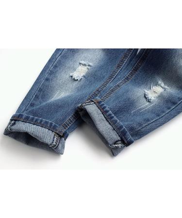 KIDSCOOL SPACE Baby Girl Boy Slim Jeans | 4-5 Years | Elastic Waist Ripped Denim Pants | Slim Blue - Buy Online on GoSupps.com