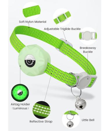 Reflective Airtag Cat Neck Band with Bell - Luminous Green Kitten Collar for Puppies & Cats - Buy Online on GoSupps.com