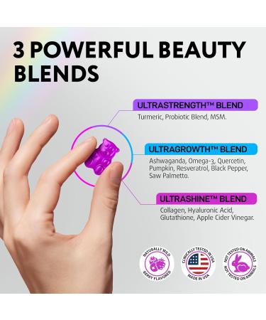 Biotin Gummies for Hair Skin and Nails - Hair Growth Vitamins for Women & Men - Hair Loss Gummy Supplement with Extra Strength Biotin (Vitamin B7) Collagen Keratin & DHT Blocker - 60 Chewable Bears 60 Count (Pack of 1) - Buy Online on GoSupps.com