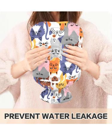 Naanle Cartoon Cats Hot Water Bottle - 1L Transparent Design for Pain Relief & Warm Therapy | Ideal Bed Hand & Feet Warmer - Buy Online on GoSupps.com