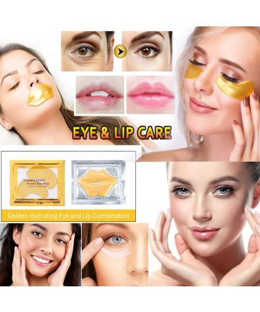 30 Pairs 24K Gold Eye Masks & Collagen Lip Masks - Reduce Puffy Eyes Dark Circles & Fine Lines | Crystal Collagen Skin Care for Men & Women - Buy Online on GoSupps.com
