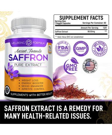 Pure Saffron Extract for Weight Loss - Natural Appetite Suppressant Capsules for Women and Men - Buy Online on GoSupps.com