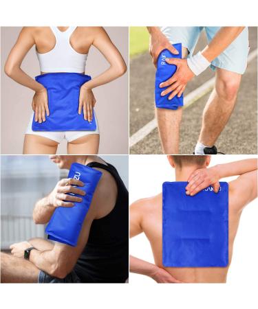 RAKZU 2 Pack Ice Pack for Injuries - Large 14 x 11 Reusable Gel Pack for Hot & Cold Therapy - Flexible Pain Relief for Shoulder, Knee, Back, Hip Aches - Buy Online on GoSupps.com