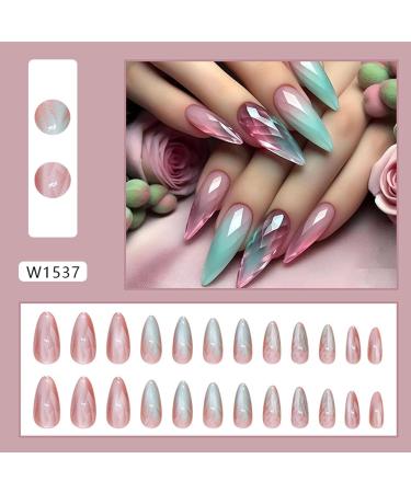 Artificial Nails - Ombre False Nails Almond 12 Sizes Cat Eye Artificial Press On Nails Includes Nail File For Woman Nail Art - Buy Online on GoSupps.com