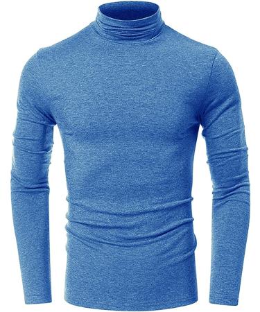 FFNMZC Men's High Collar Long Sleeve Pullover Shirt | X-Large Light Blue - Buy Online on GoSupps.com