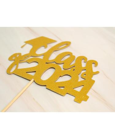 zxyxka Class of 2024 Cake Topper Congrats Grad 2024 Graduation Cake Decor High School/College Graduate Celebration Party Decoration Supplies(2 pcs Gold) - Buy Online on GoSupps.com
