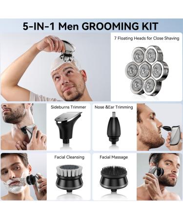 PEACEONE 7D Head Shaver for Bald Men - IPX7 Waterproof 5-in-1 Grooming Kit USB Rechargeable LED Display Wet/Dry Trimmer - Buy Online on GoSupps.com