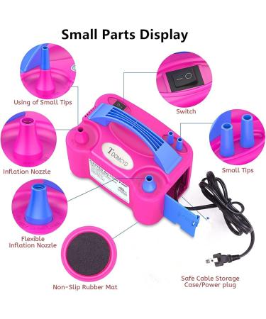 TOOMCYD Electric Balloon Pump - Portable Dual Nozzle Inflator for Fast Party Decoration - Rose Pink - Buy Online on GoSupps.com