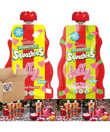 Drumsticks Squashies Original Raspberry Sour Apple And Cherry Jelly Pouch 80g | Pick any Flavour & Number of Pouches | VIMIX