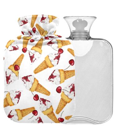 Naanle Watercolor Hot Water Bottle with Cover Transparent 1L Hot Water Bottle for Bed Hand Feet Pain Relief Heat Cold Therapy