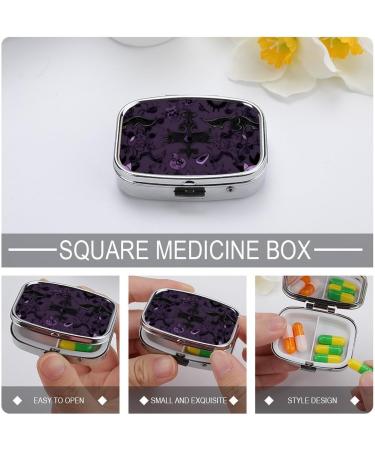 Purple Black Goth Spooky Pill Box | Cute Square Portable Tablet & Vitamin Organizer for Purse - Buy Online on GoSupps.com