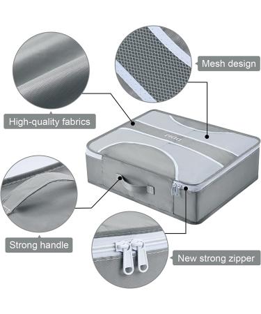 DIMJ Packing Cubes - 6 Pack Travel Storage Organizer for Suitcase with Shoe & Laundry Bag - Lightweight Grey - Buy Online on GoSupps.com