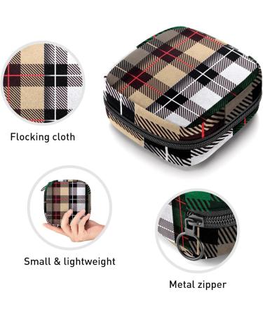 Buy Women's Bonds Storage Pockets - Portable Period Kit Bag in Checkered Brown Black White & Blue - Perfect for Feminine Products - Buy Online on GoSupps.com