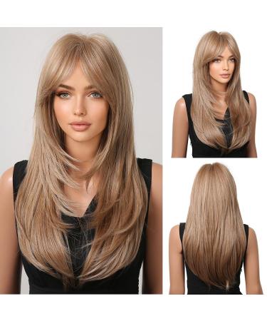 Oefei for a long straight mixed strawberry blonde natural wigs for women natural synthetic hair heat -resistant to wear wigs for daily party cosplay - Buy Online on GoSupps.com