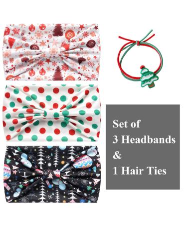 Ainuno Womens Christmas Headbands - Red Green Polka Dots Party Xmas Head Bands - Pack of 3 Winter Fashion Yoga Headwear - Buy Online on GoSupps.com