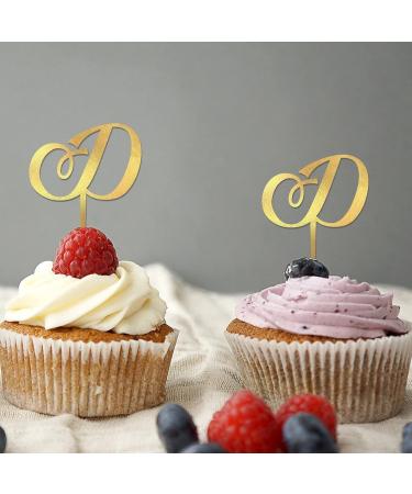 Initial D Cupcake Toppers Single Letter Monogram Name For Wedding Bridal Shower Cake Decorations Funny Branches Leaf Custom Any Initial Birthday Gifts 6PCS Style-6 - Buy Online on GoSupps.com